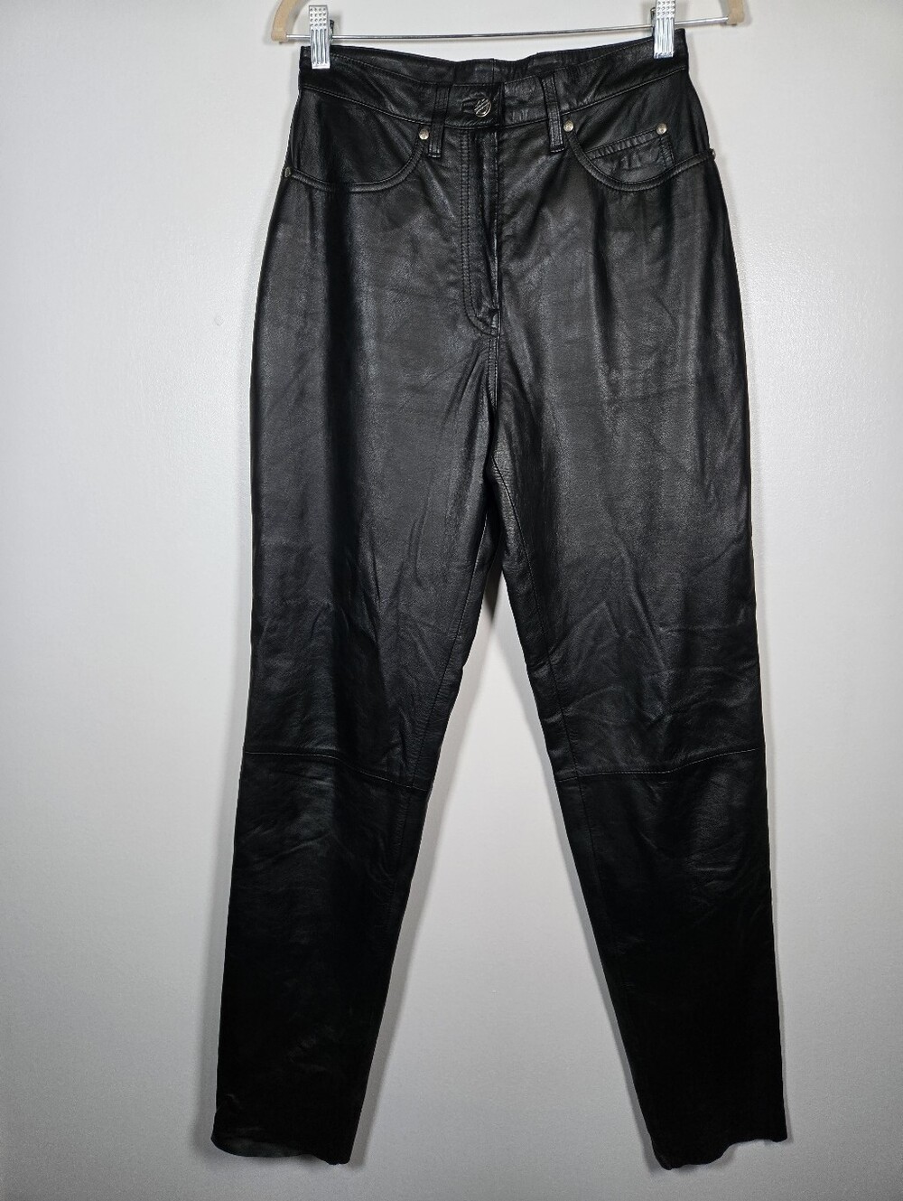 Harley Davidson 100% Genuine Leather Black Moto Biker Pants Womens Size 8